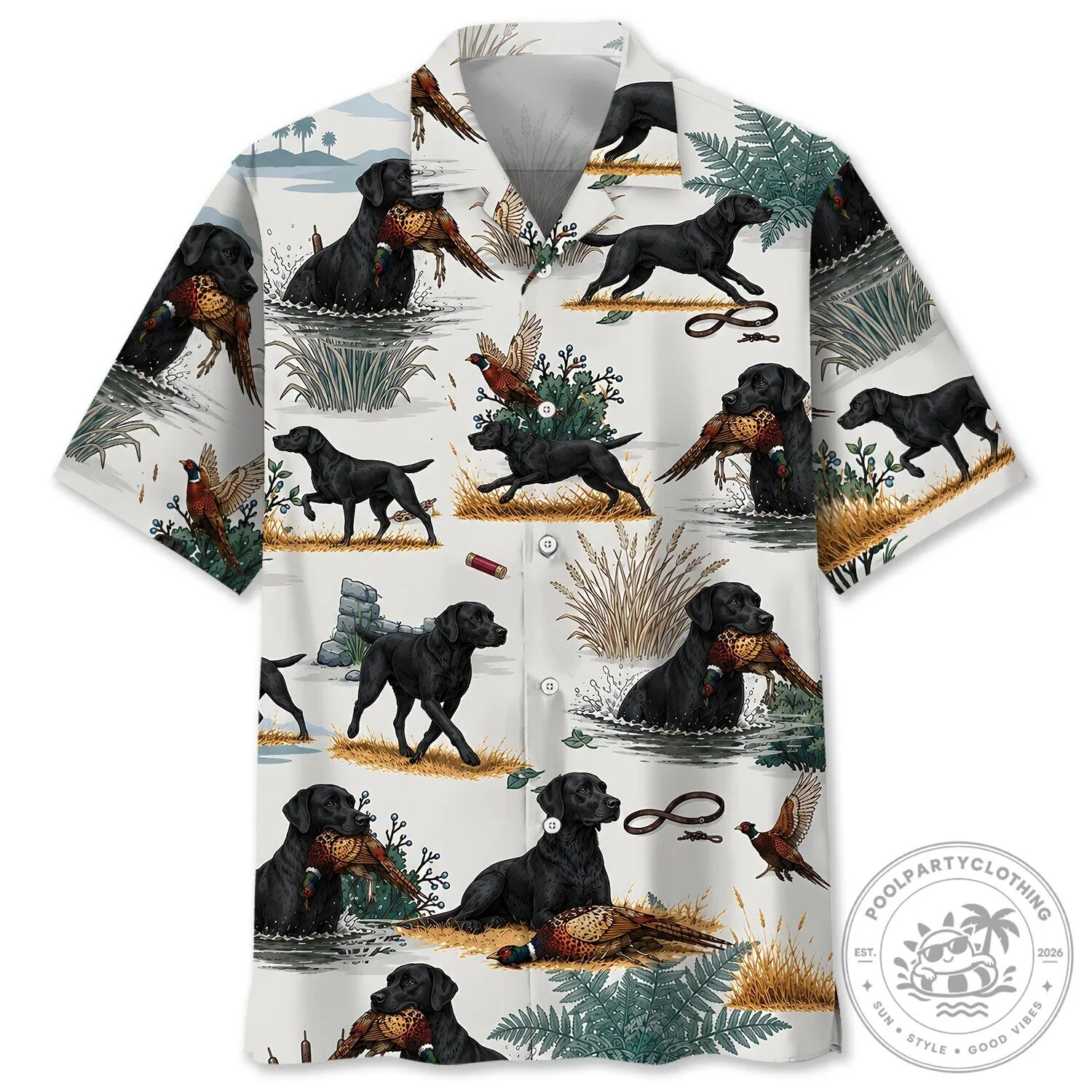 Black Labrador Retriever Pheasant Hunting Dog Hawaiian Shirt