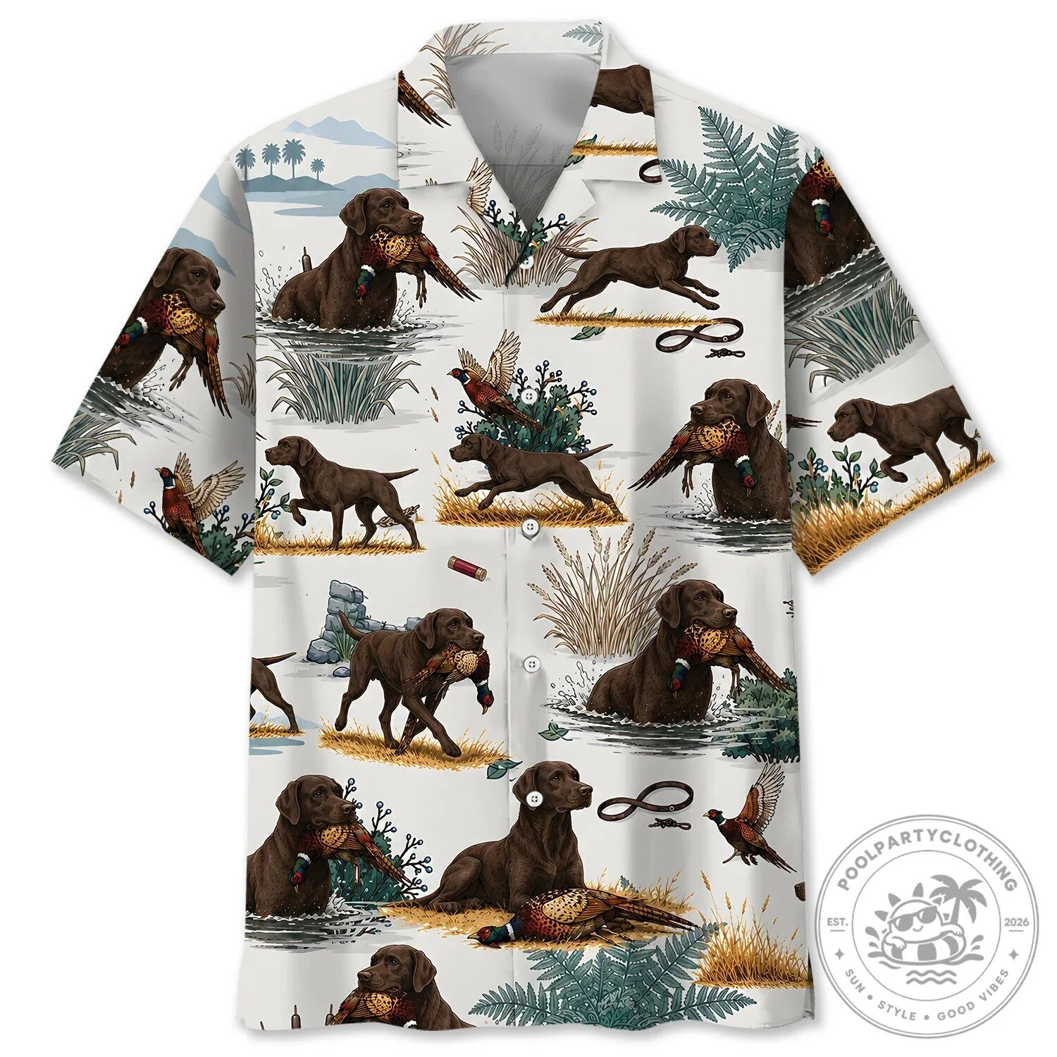 Chocolate Labrador Retriever Pheasant Hunting Dog Tropical Hawaiian Shirt 2 Chocolate Labrador Retriever Pheasant Hunting Dog Tropical Hawaiian Shirt