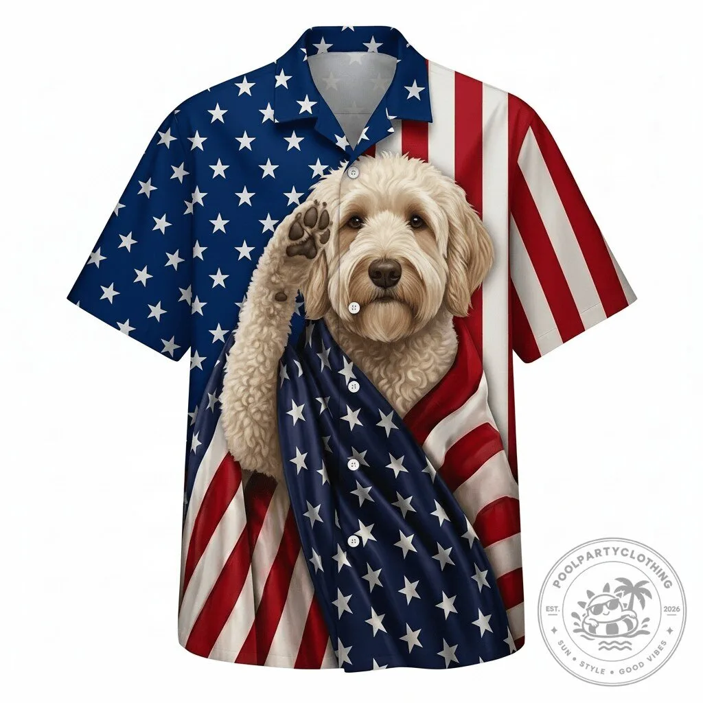 Labradoodle Patriot Dog American Flag Patriotic Hawaiian Shirt