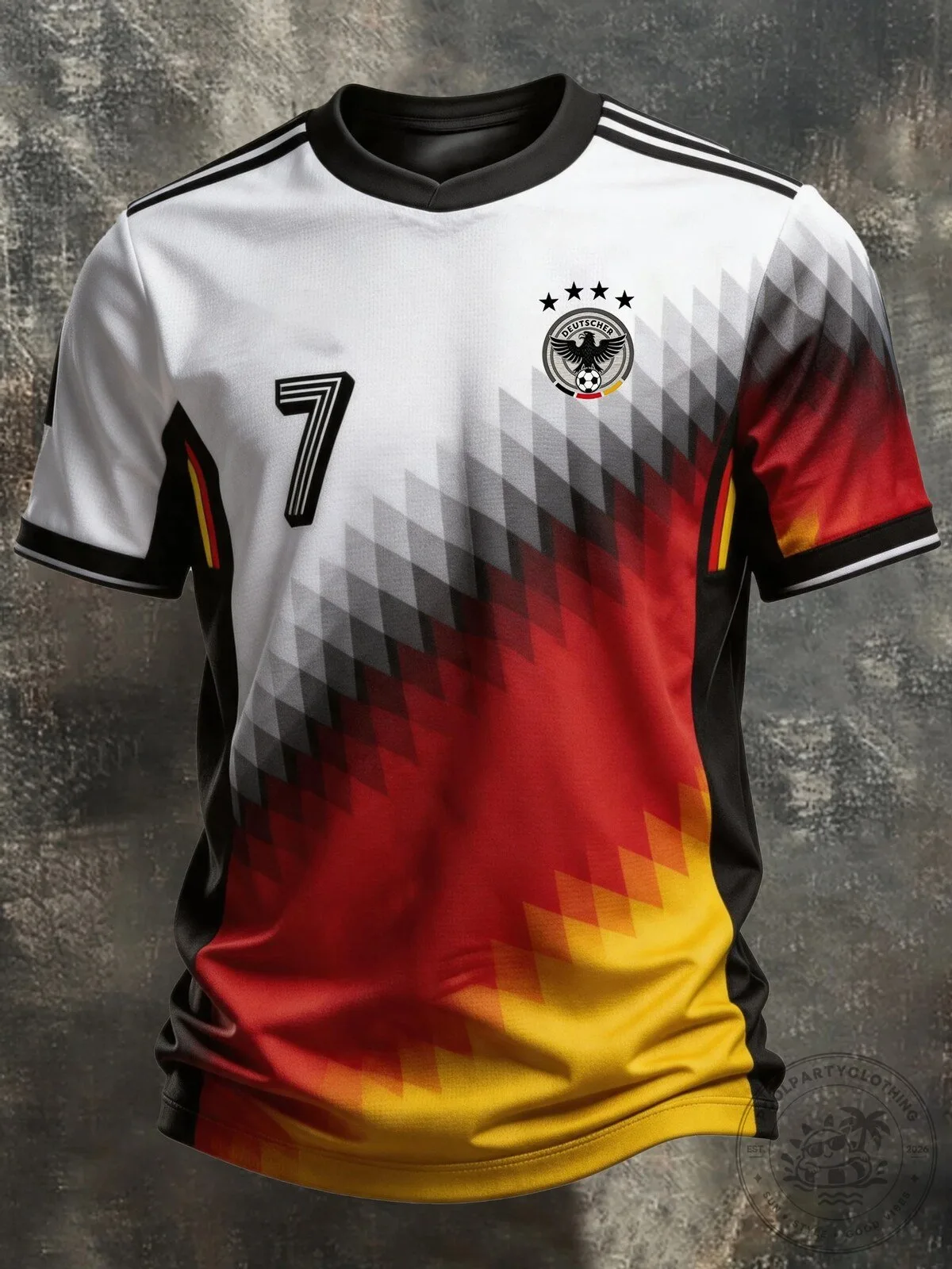Germany National Football Team Mens White Black Red Yellow Soccer Jersey