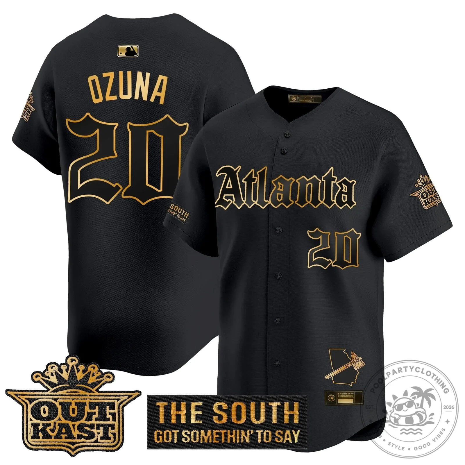 Atlanta Braves Ronald Acuña Jr. Outkast Edition Baseball Jersey 33 Atlanta Braves Ronald Acuña Jr. Outkast Edition Baseball Jersey