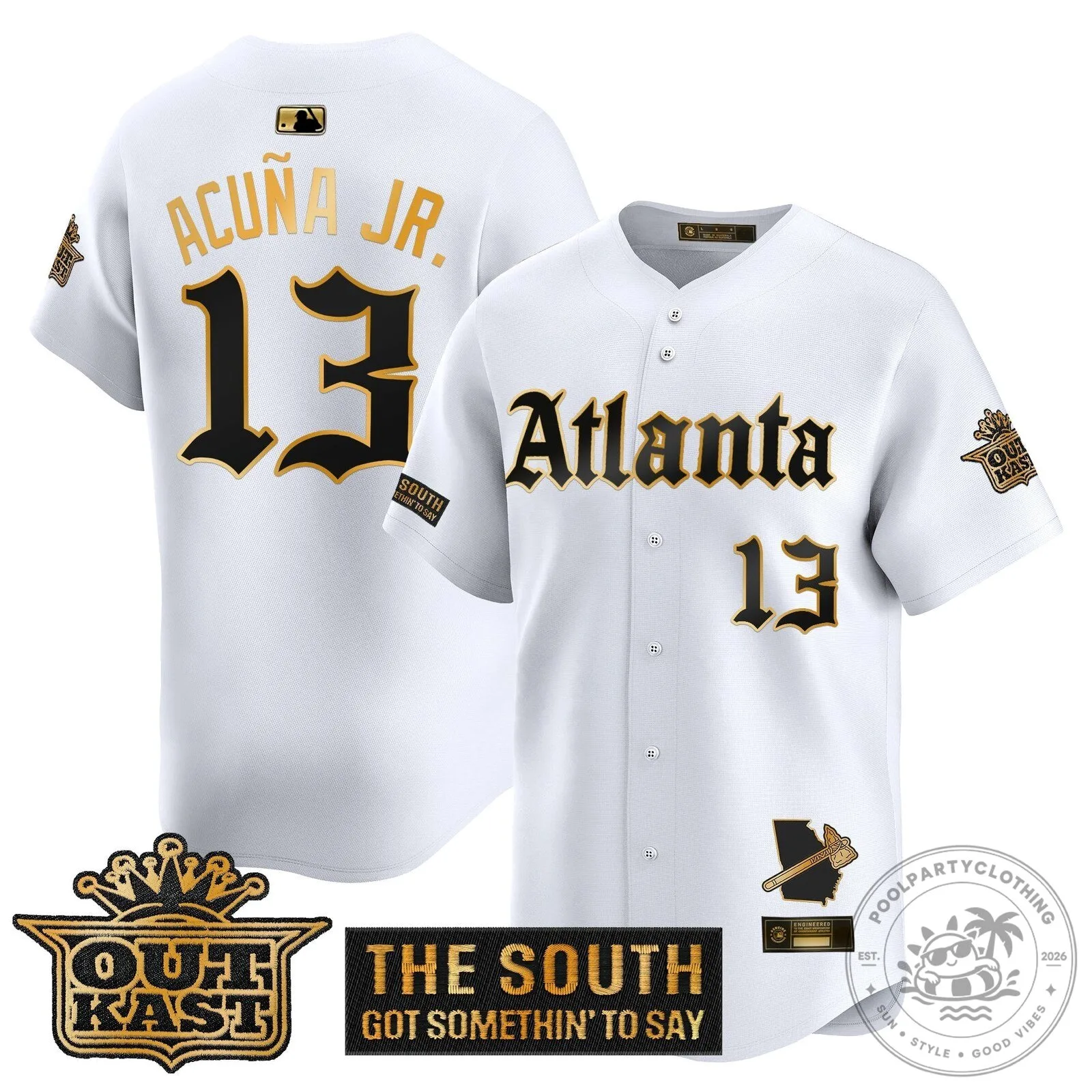 Atlanta Braves Ronald Acuña Jr. Outkast Edition Baseball Jersey 35 Atlanta Braves Ronald Acuña Jr. Outkast Edition Baseball Jersey