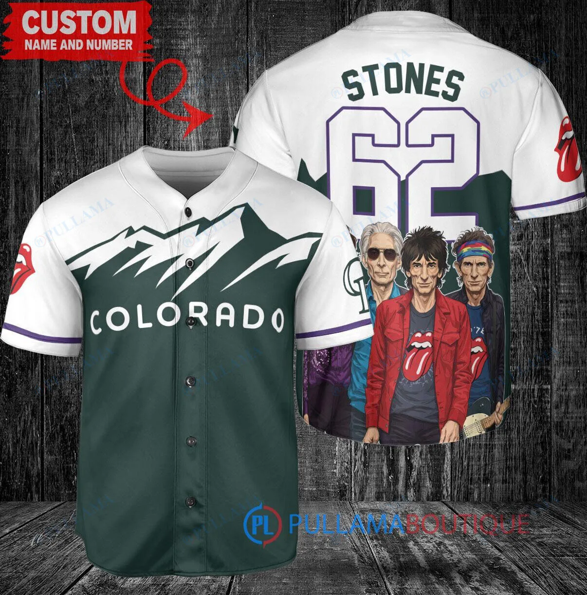Colorado Rockies Baseball The Rolling Stones Custom Name Number Baseball Jersey