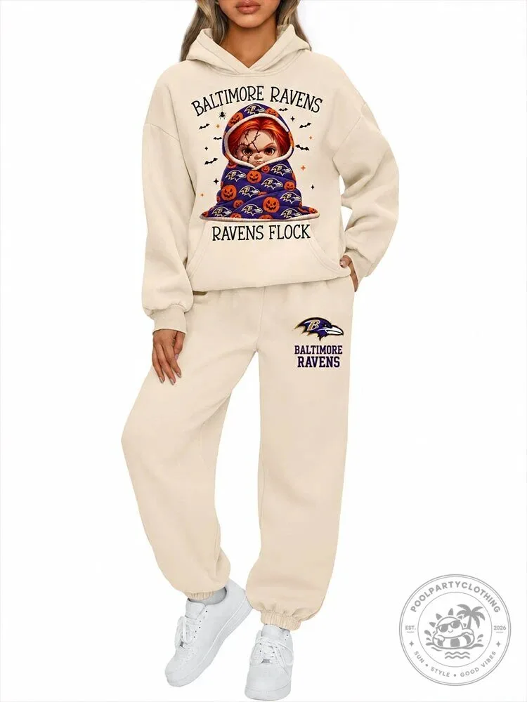 Baltimore Ravens Chucky Halloween Horror Movie Character Hoodie Sweatshirt