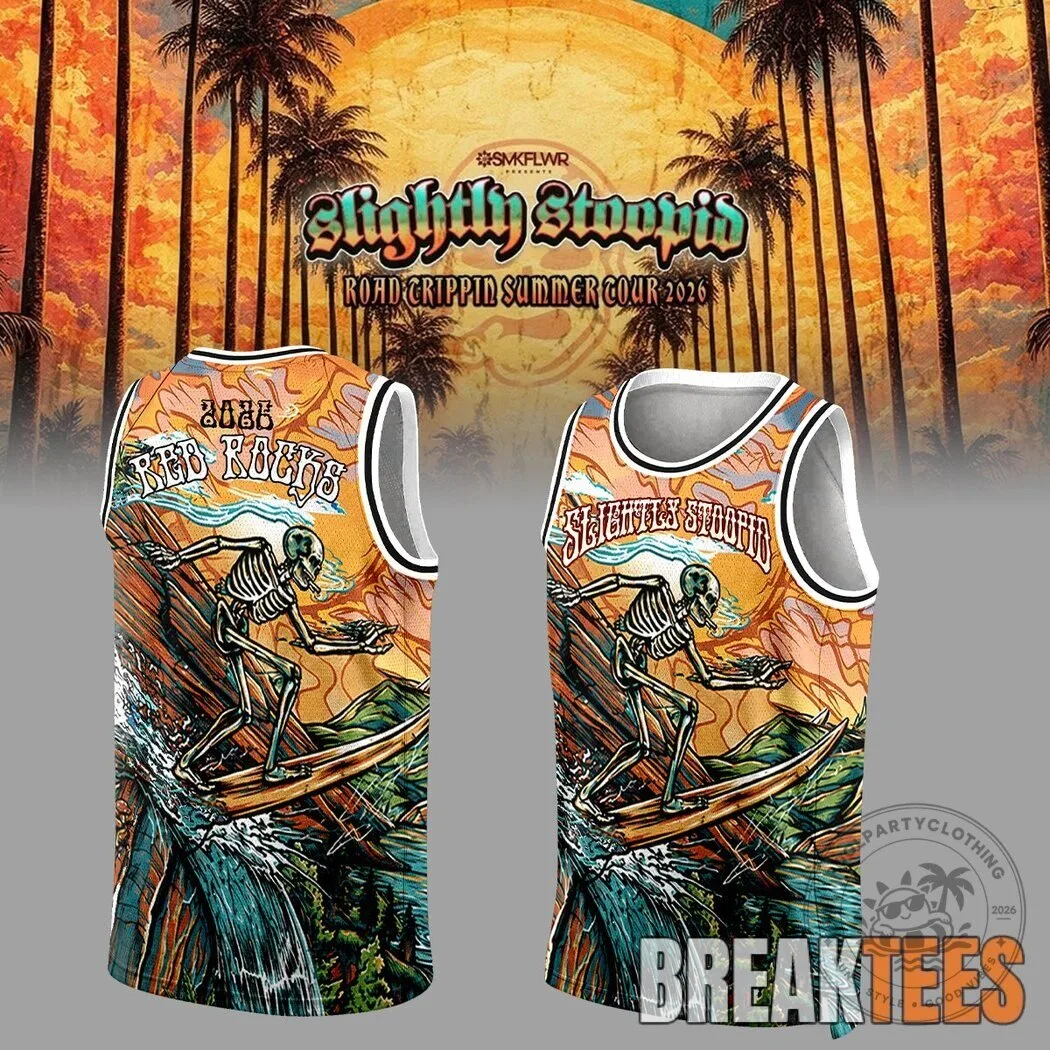 Slightly Stoopid Road Grippin Summer Tour 2026 Surfing Skeleton Basketball Jersey