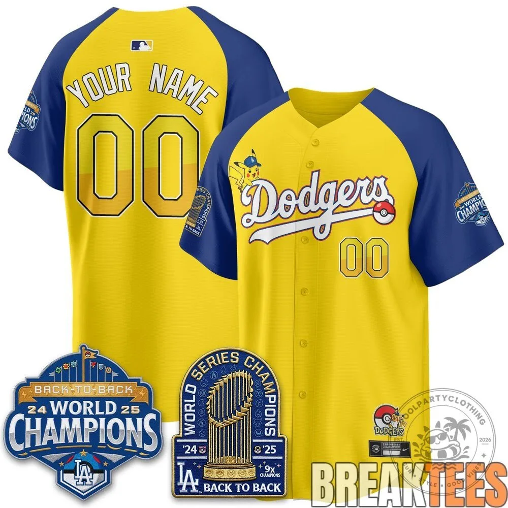 Los Angeles Dodgers World Series Champions Pikachu Baseball Jersey 11 Los Angeles Dodgers World Series Champions Pikachu Baseball Jersey
