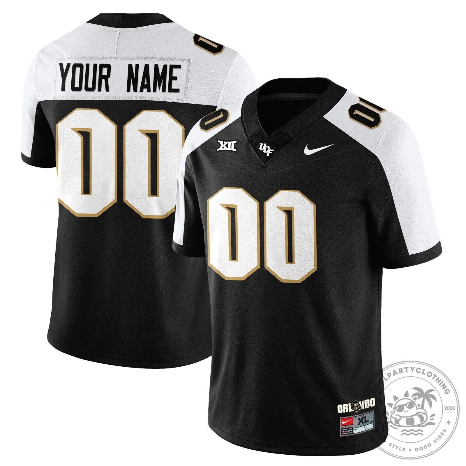 UCF Football Custom Black and White Core Uniform Stitched Football Jersey