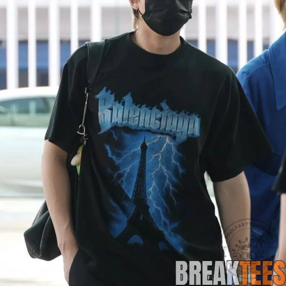 Balenciaga Paris Eiffel Tower Lightning Graphic Black Short Sleeve T-Shirt 7 Balenciaga Paris Eiffel Tower Lightning Graphic Black Short Sleeve T-Shirt