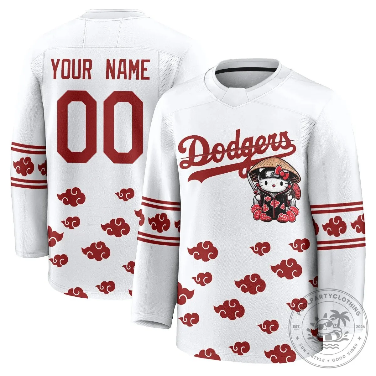 Hello Kitty Los Angeles Dodgers Akatsuki Edition Custom Hockey Jersey
