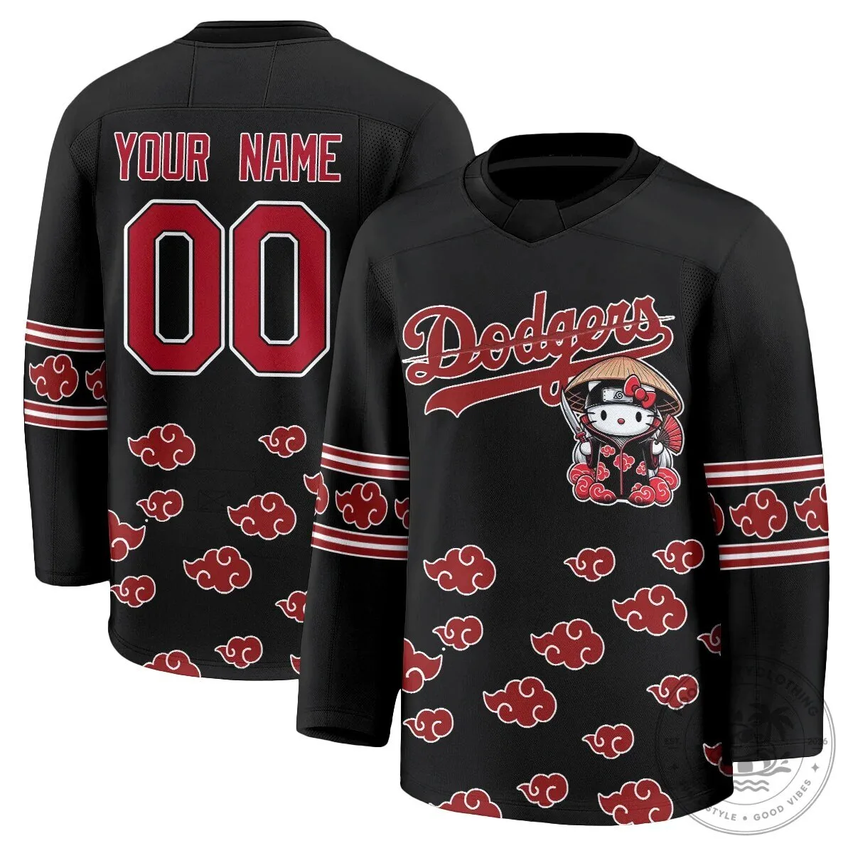 Hello Kitty Los Angeles Dodgers Akatsuki Edition Custom Hockey Jersey 8 Hello Kitty Los Angeles Dodgers Akatsuki Edition Custom Hockey Jersey
