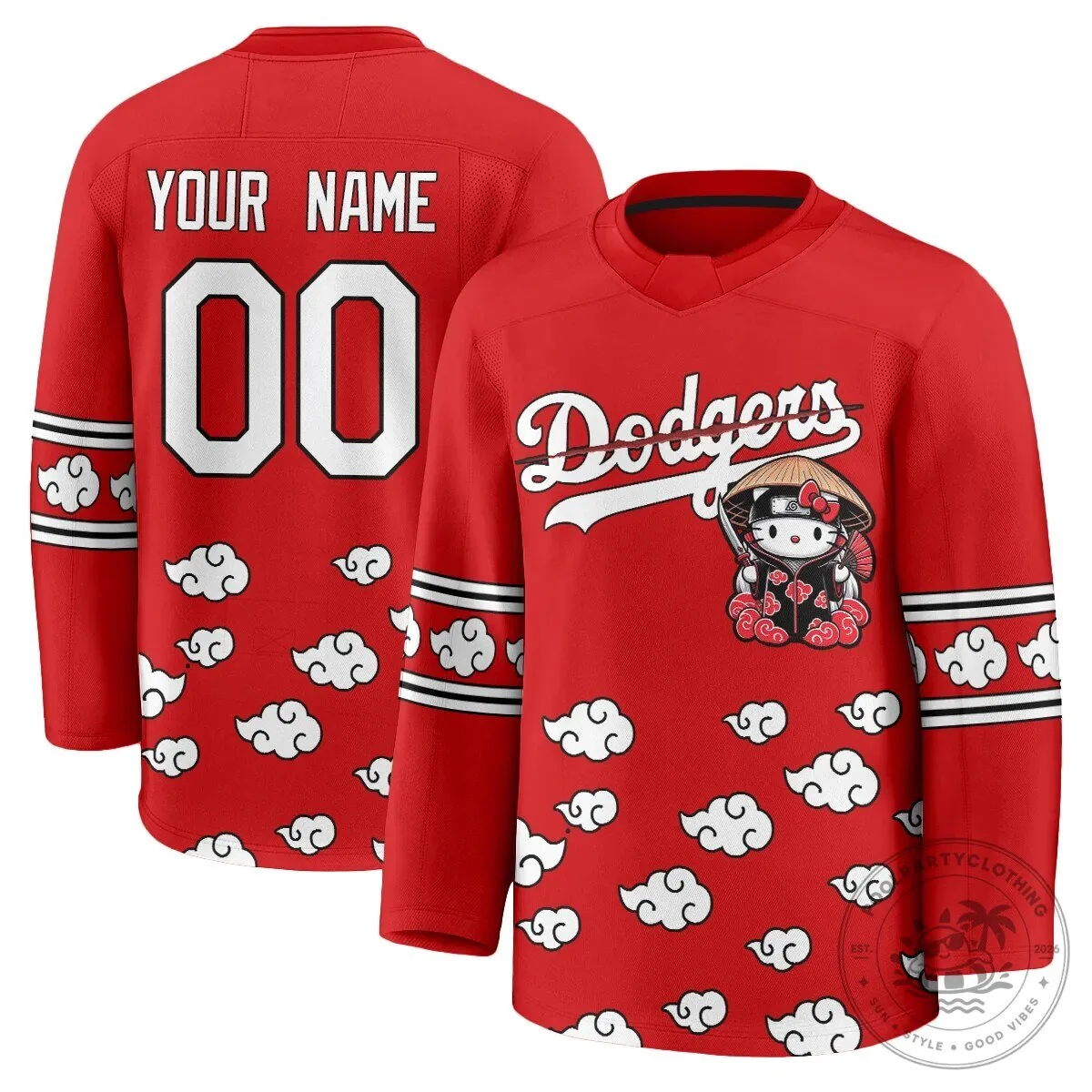 Hello Kitty Los Angeles Dodgers Akatsuki Edition Custom Hockey Jersey 9 Hello Kitty Los Angeles Dodgers Akatsuki Edition Custom Hockey Jersey