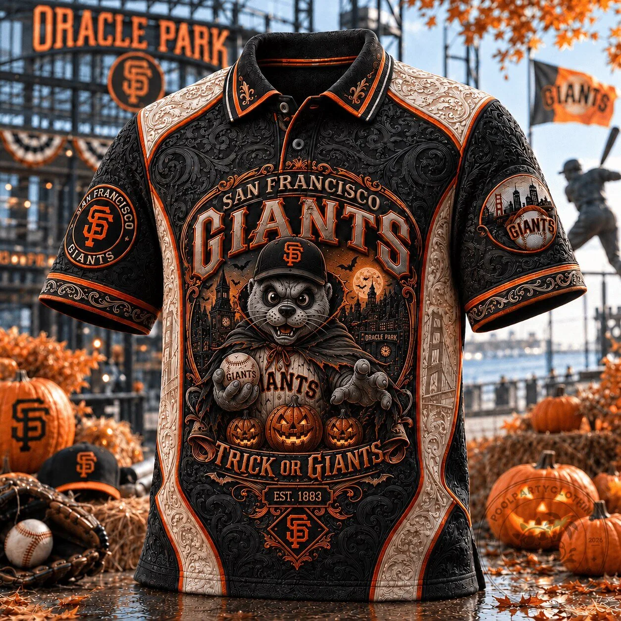 San Francisco Giants Halloween Trick or Giants Baseball Polo Shirt