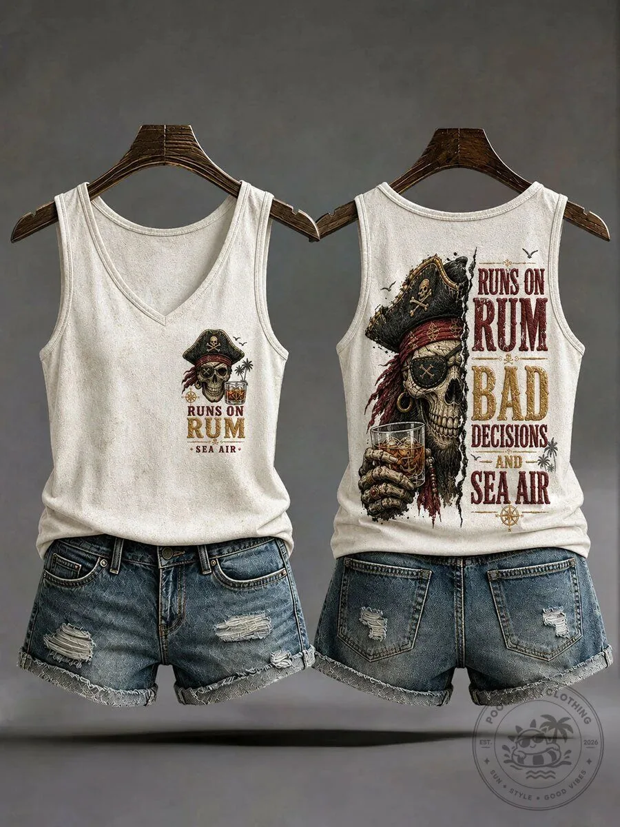 Pirate Skull Runs On Rum Bad Decisions And Sea Air Tank Top 9 Pirate Skull Runs On Rum Bad Decisions And Sea Air Tank Top
