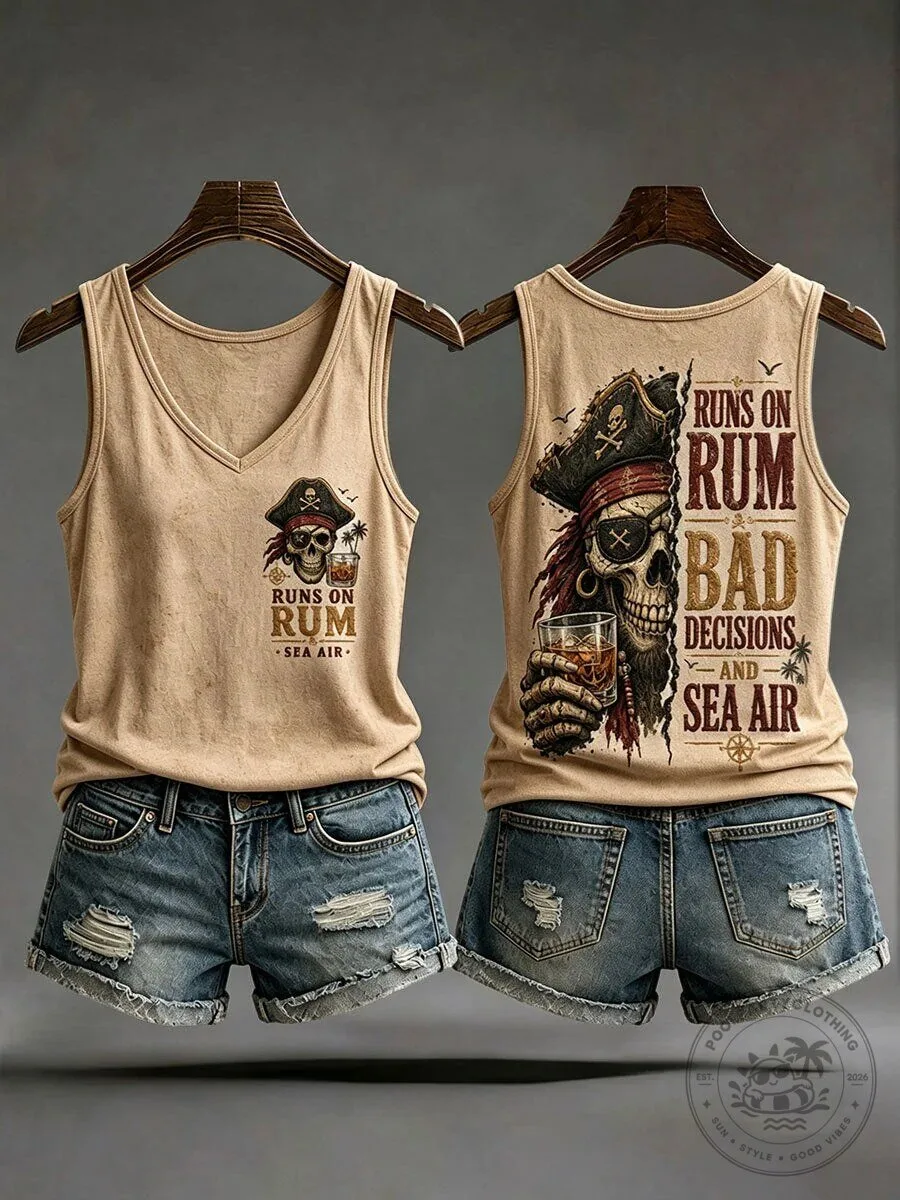 Pirate Skull Runs On Rum Bad Decisions And Sea Air Tank Top 11 Pirate Skull Runs On Rum Bad Decisions And Sea Air Tank Top