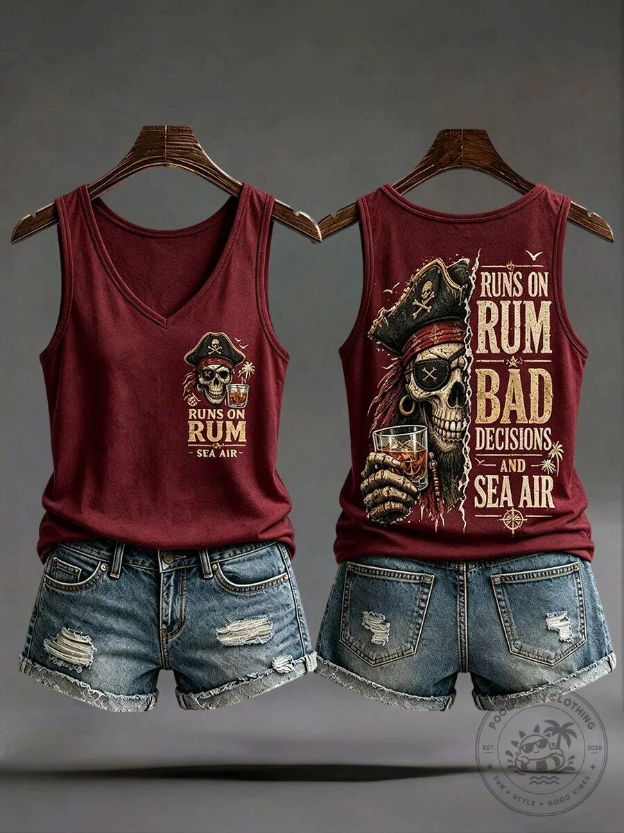 Pirate Skull Runs On Rum Bad Decisions And Sea Air Tank Top 12 Pirate Skull Runs On Rum Bad Decisions And Sea Air Tank Top