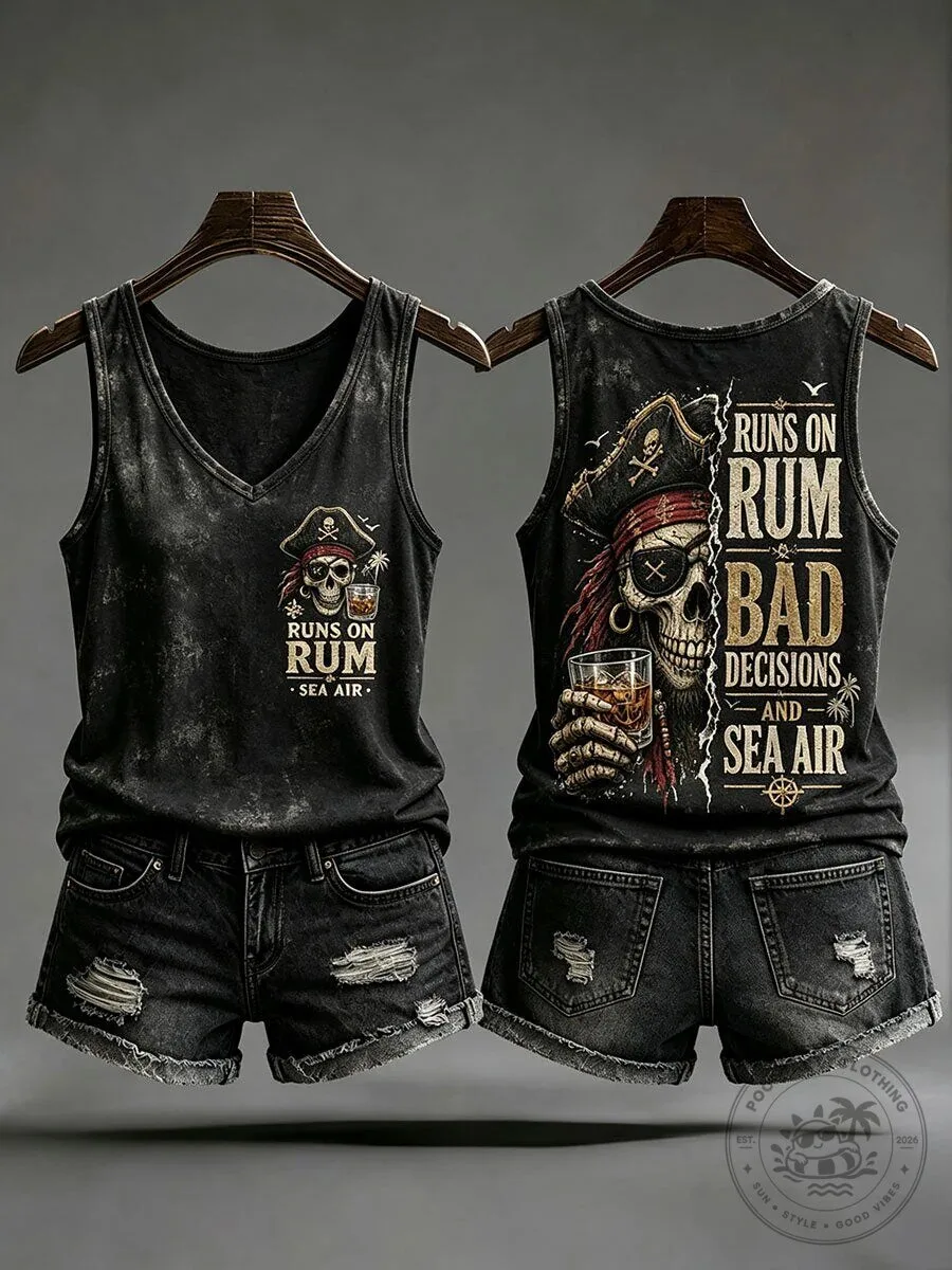 Pirate Skull Runs On Rum Bad Decisions And Sea Air Tank Top 13 Pirate Skull Runs On Rum Bad Decisions And Sea Air Tank Top