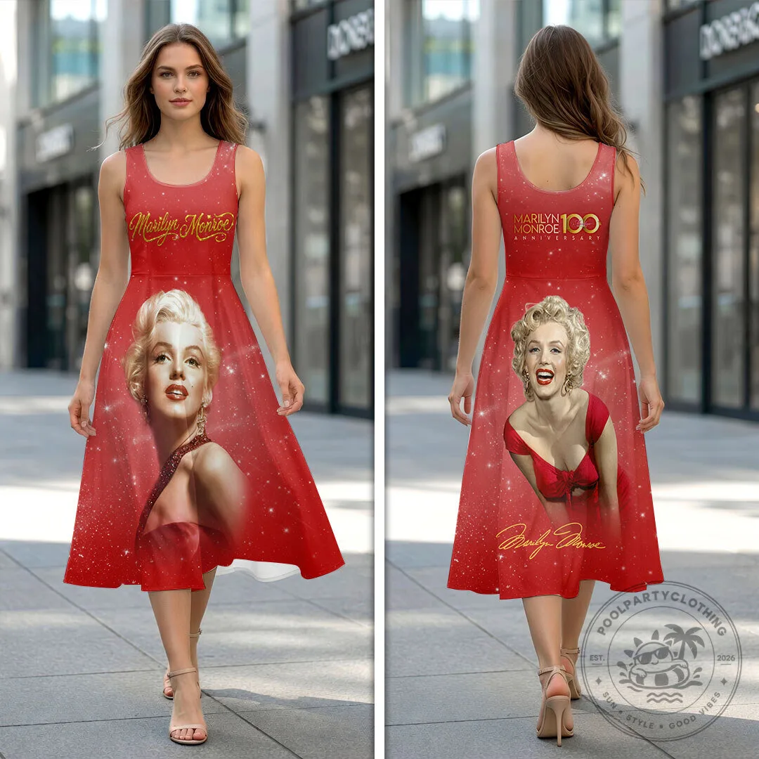 Marilyn Monroe 100th Anniversary Red Sleeveless Knee-Length Dress