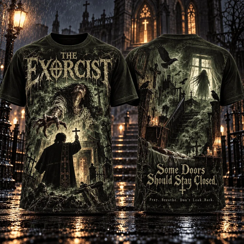 The Exorcist Regan Possession Priest Gothic Horror Movie T-Shirt The Exorcist Regan Possession Priest Gothic Horror Movie T-Shirt