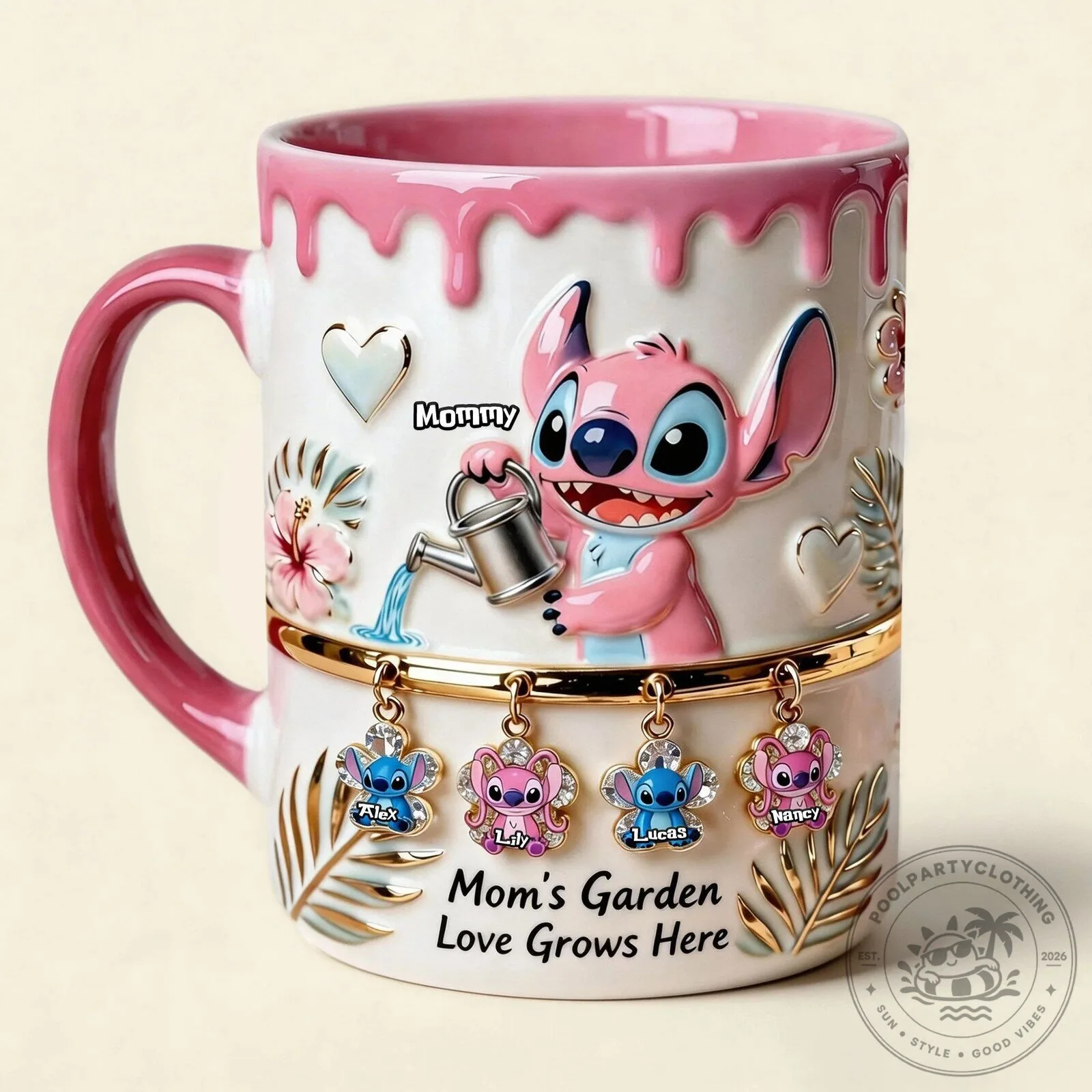 Stitch and Angel Mom's Garden Love Grows Here Personalized Coffee Mug 9 Stitch and Angel Mom