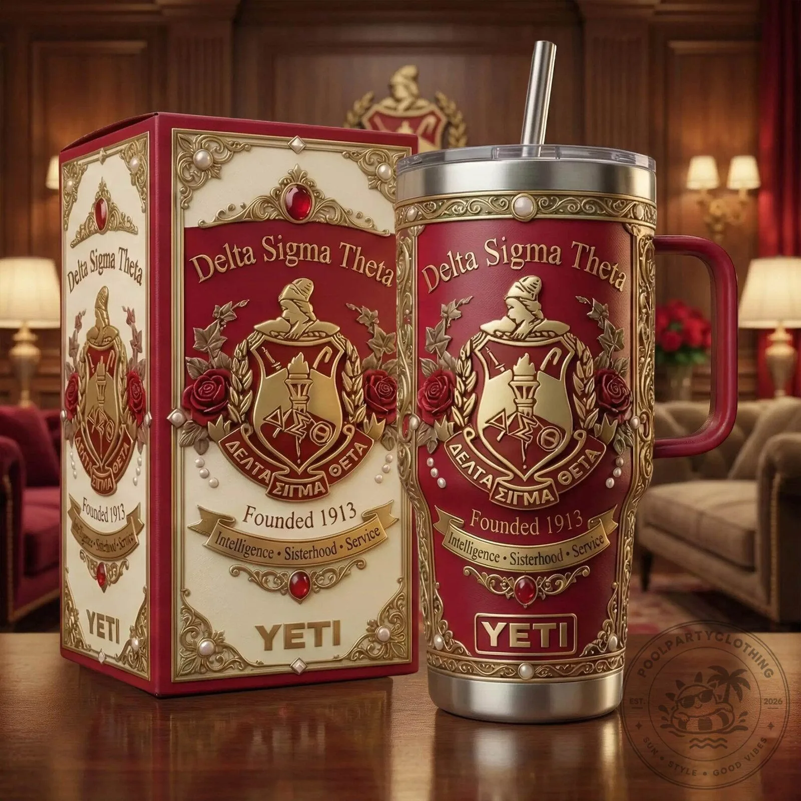 Tumbler of Delta Sigma Theta Sorority - Established 1913, Celebrating Sisterhood & Service