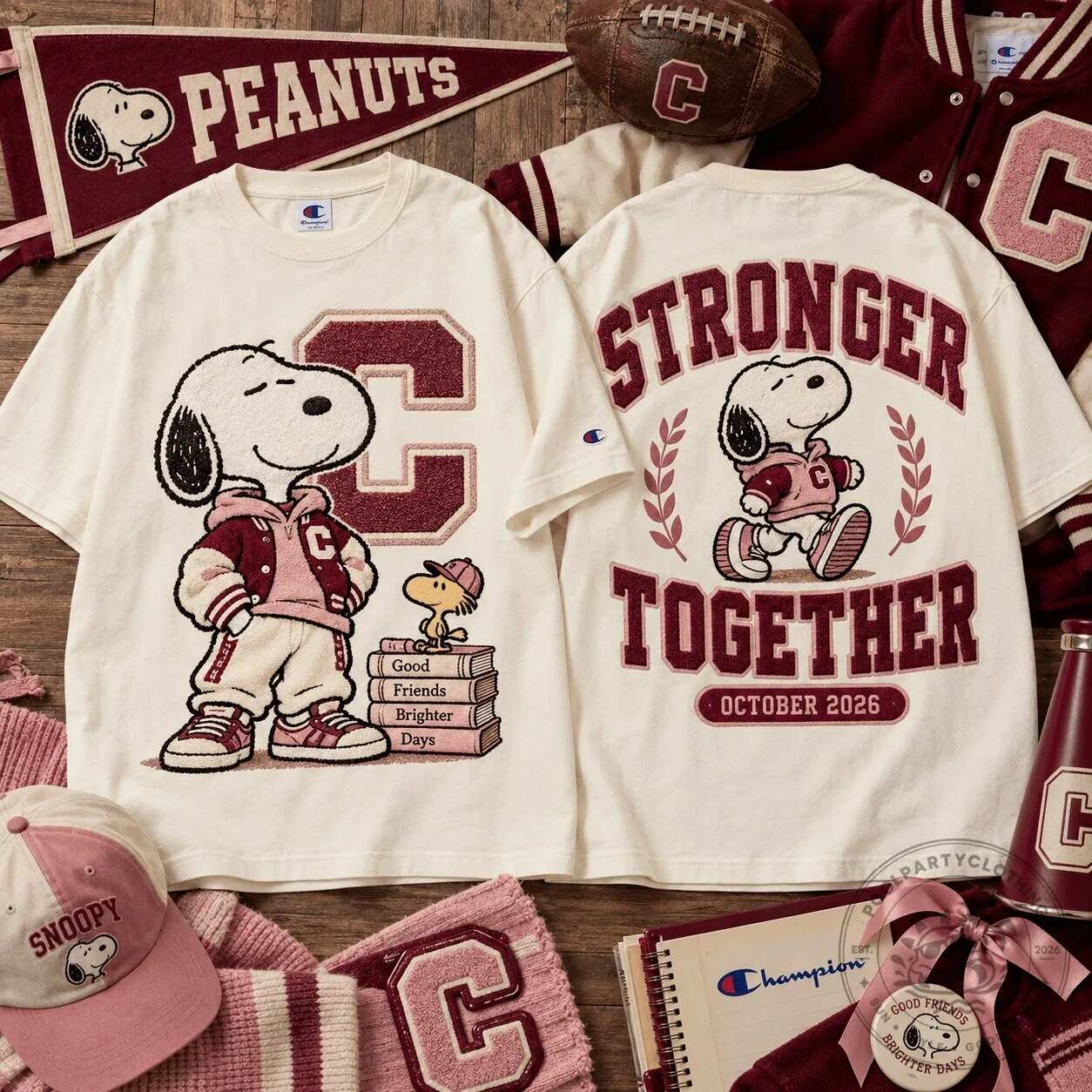 Snoopy Champion Stronger Together October 2026 Breast Cancer