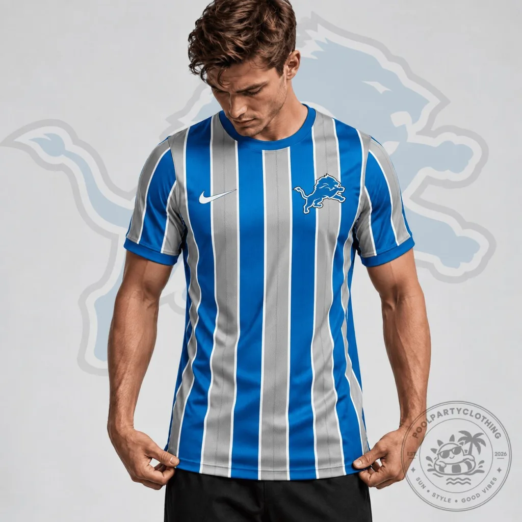 Detroit Lions Blue Gray Vertical Stripe Performance Football Jersey Detroit Lions Blue Gray Vertical Stripe Performance Football Jersey