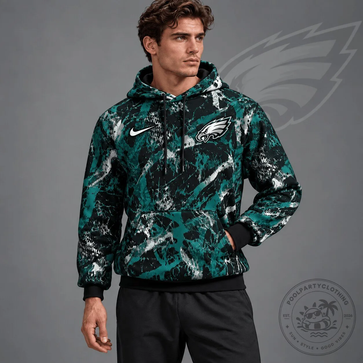 Philadelphia Eagles Distressed Brush Camo Hoodie