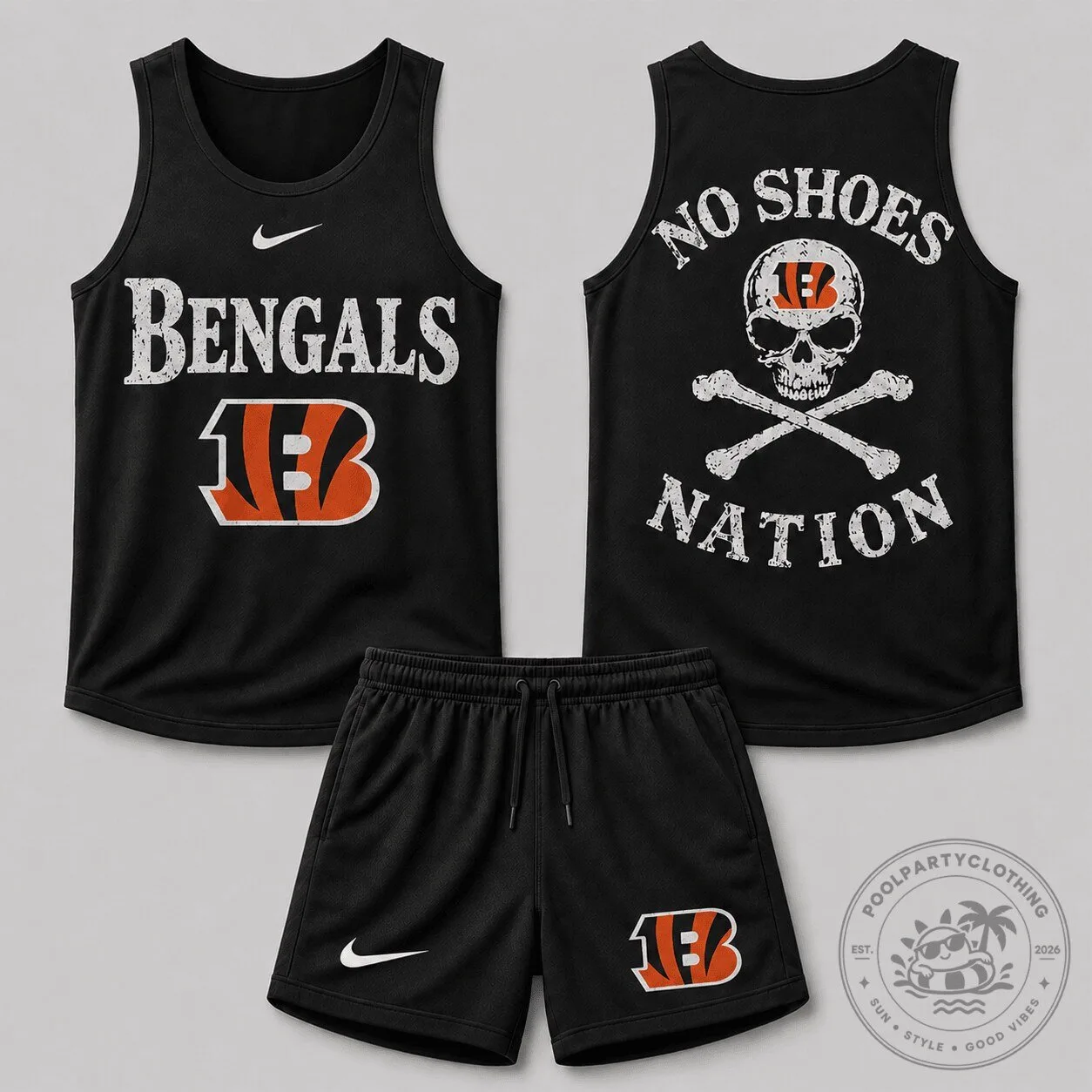 Cincinnati Bengals Football Team Skull Crossbones Tank Top