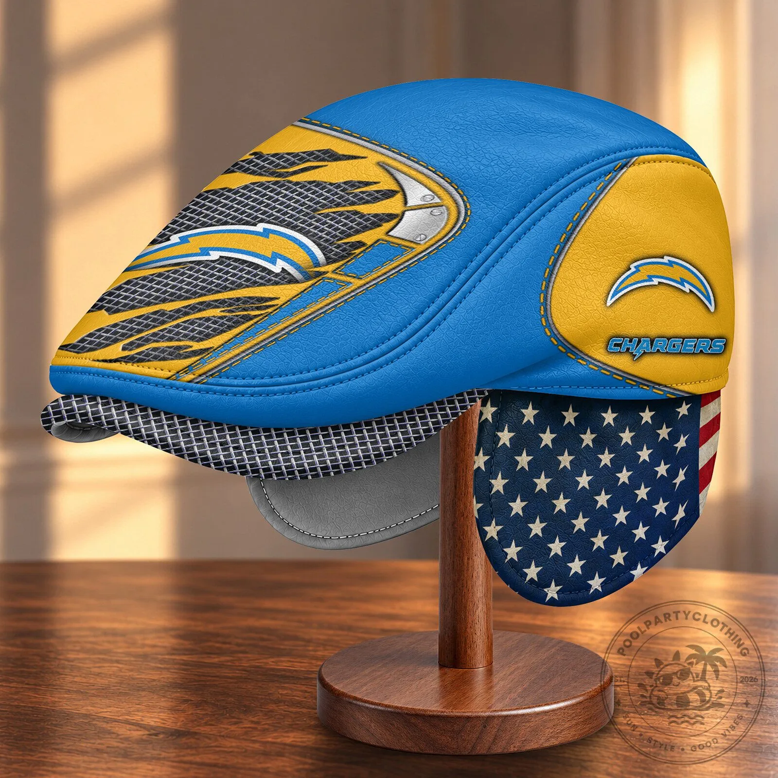 NFL Flat Cap featuring Foldable Ear Flaps for Los Angeles Chargers Fans