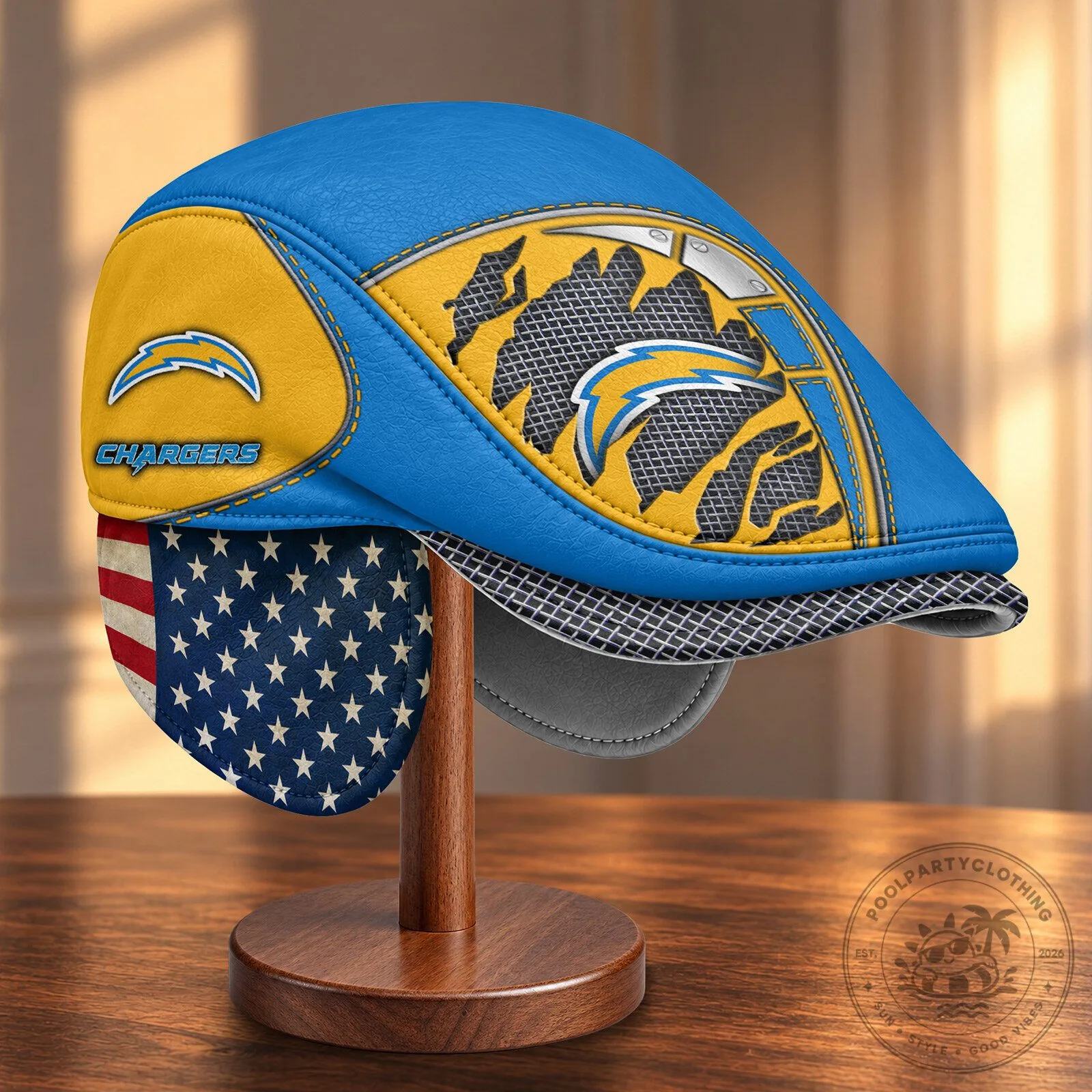 NFL Flat Cap featuring Foldable Ear Flaps for Los Angeles Chargers Fans 10 NFL Flat Cap featuring Foldable Ear Flaps for Los Angeles Chargers Fans