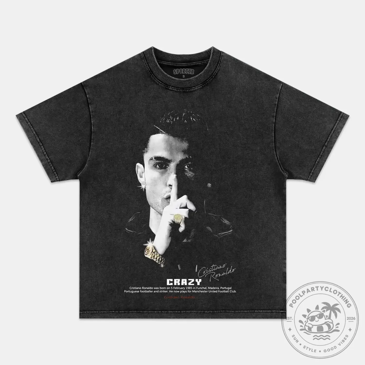 Cristiano Ronaldo Crazy Silence Pose Black Graphic T-Shirt 9 Cristiano Ronaldo Crazy Silence Pose Black Graphic T-Shirt