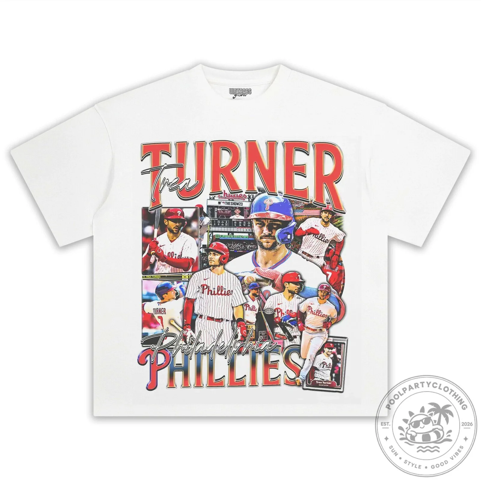 Graphic T-Shirt Featuring Trea Turner of the Philadelphia Phillies Baseball Team 18 Graphic T-Shirt Featuring Trea Turner of the Philadelphia Phillies Baseball Team