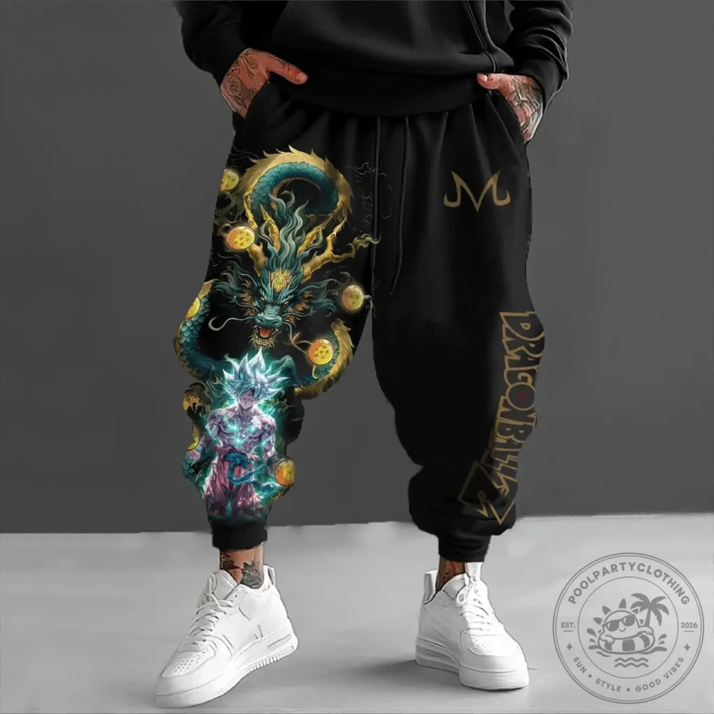 Dragon Ball Z Shenron and Goku Super Saiyan Blue Anime Streetwear Pants Dragon Ball Z Shenron and Goku Super Saiyan Blue Anime Streetwear Pants