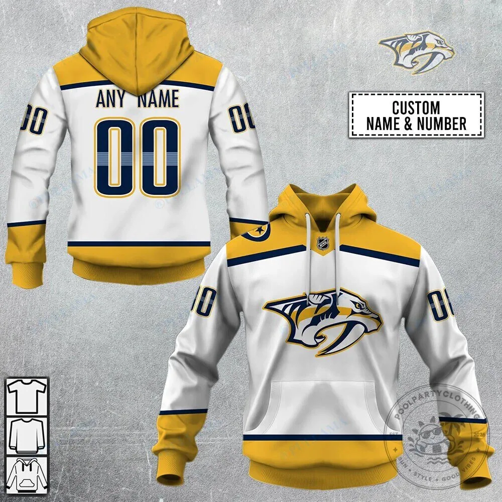 Nashville Predators Ice Hockey Team Custom Name and Number Hoodie