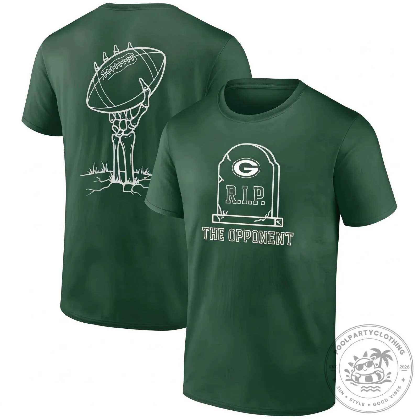 Green Bay Packers Halloween Skeleton Football Grave The Opponent Black T-Shirt 11 Green Bay Packers Halloween Skeleton Football Grave The Opponent Black T-Shirt