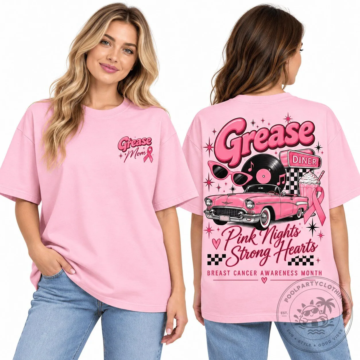 Grease Pink Ladies Breast Cancer Awareness Month Graphic T-Shirt