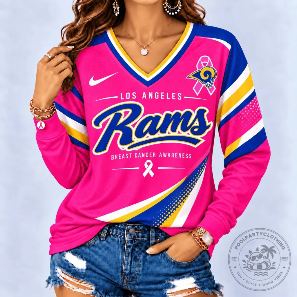 Pink Football Jersey for Breast Cancer Awareness - Los Angeles Rams Edition Pink Football Jersey for Breast Cancer Awareness - Los Angeles Rams Edition