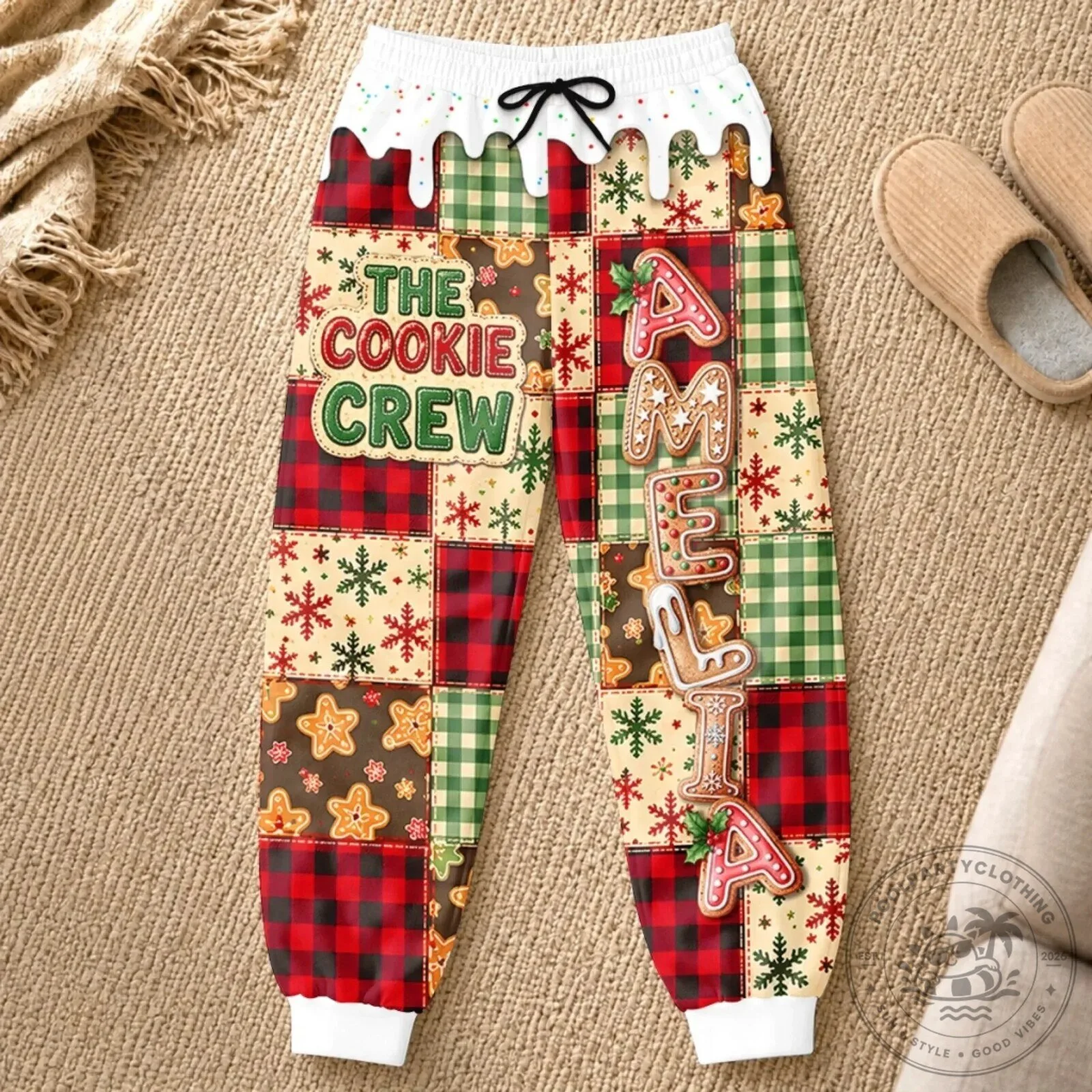 Personalized Cookie Crew Gingerbread Christmas Holiday Patchwork Pattern Pants 10 Personalized Cookie Crew Gingerbread Christmas Holiday Patchwork Pattern Pants