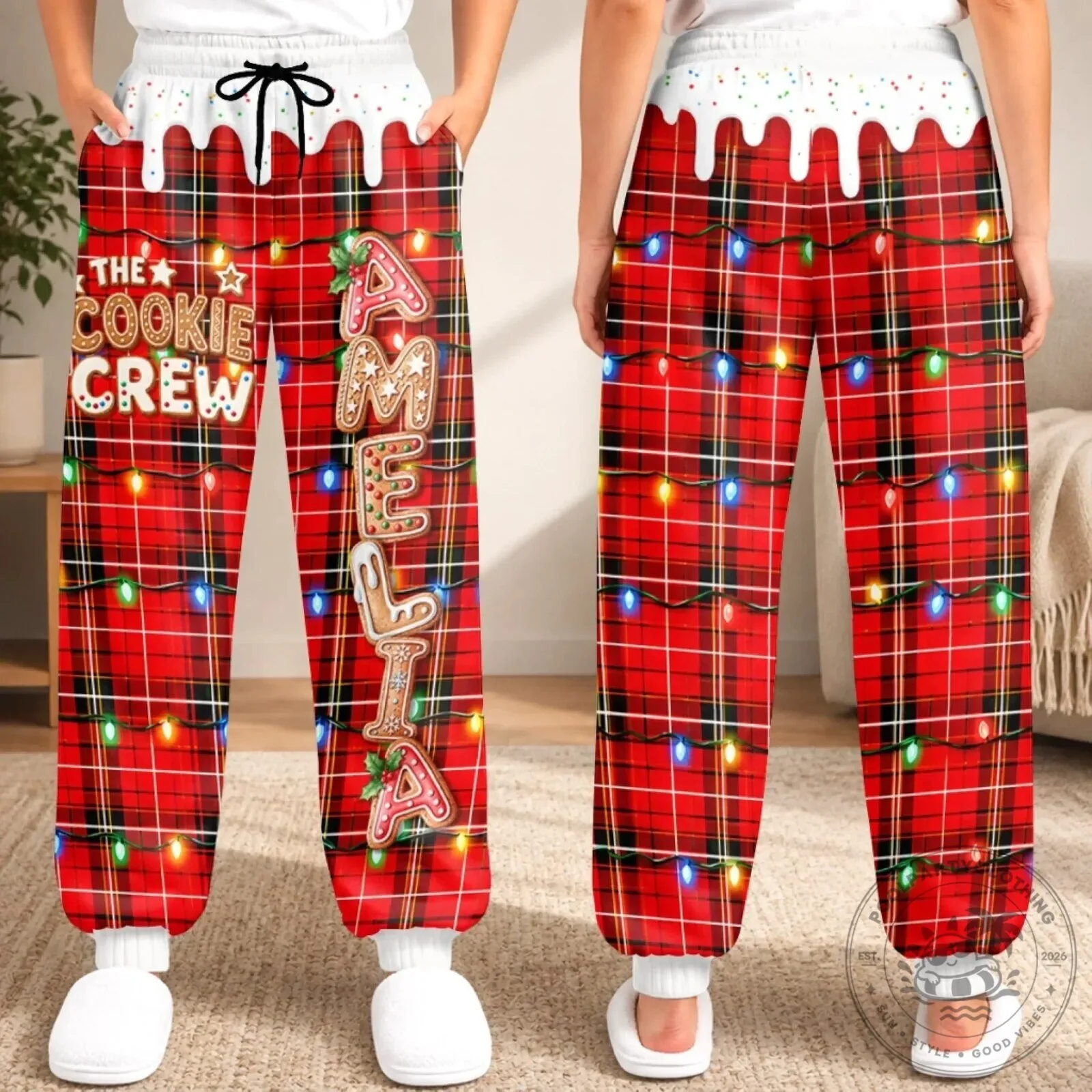 Personalized Cookie Crew Gingerbread Christmas Holiday Patchwork Pattern Pants 12 Personalized Cookie Crew Gingerbread Christmas Holiday Patchwork Pattern Pants