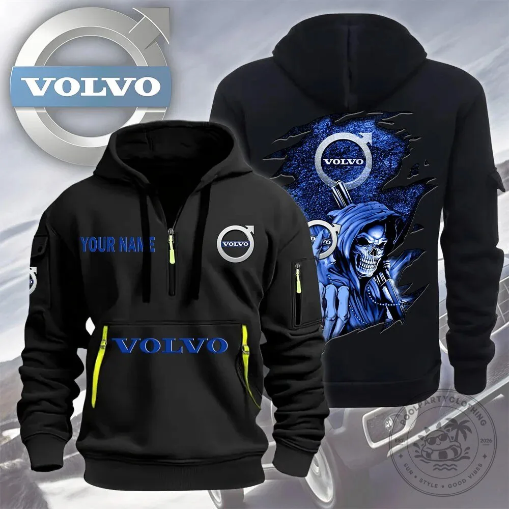 Volvo Car Logo Personalized Quarter Zip Hoodie for Men 2 Volvo Car Logo Personalized Quarter Zip Hoodie for Men