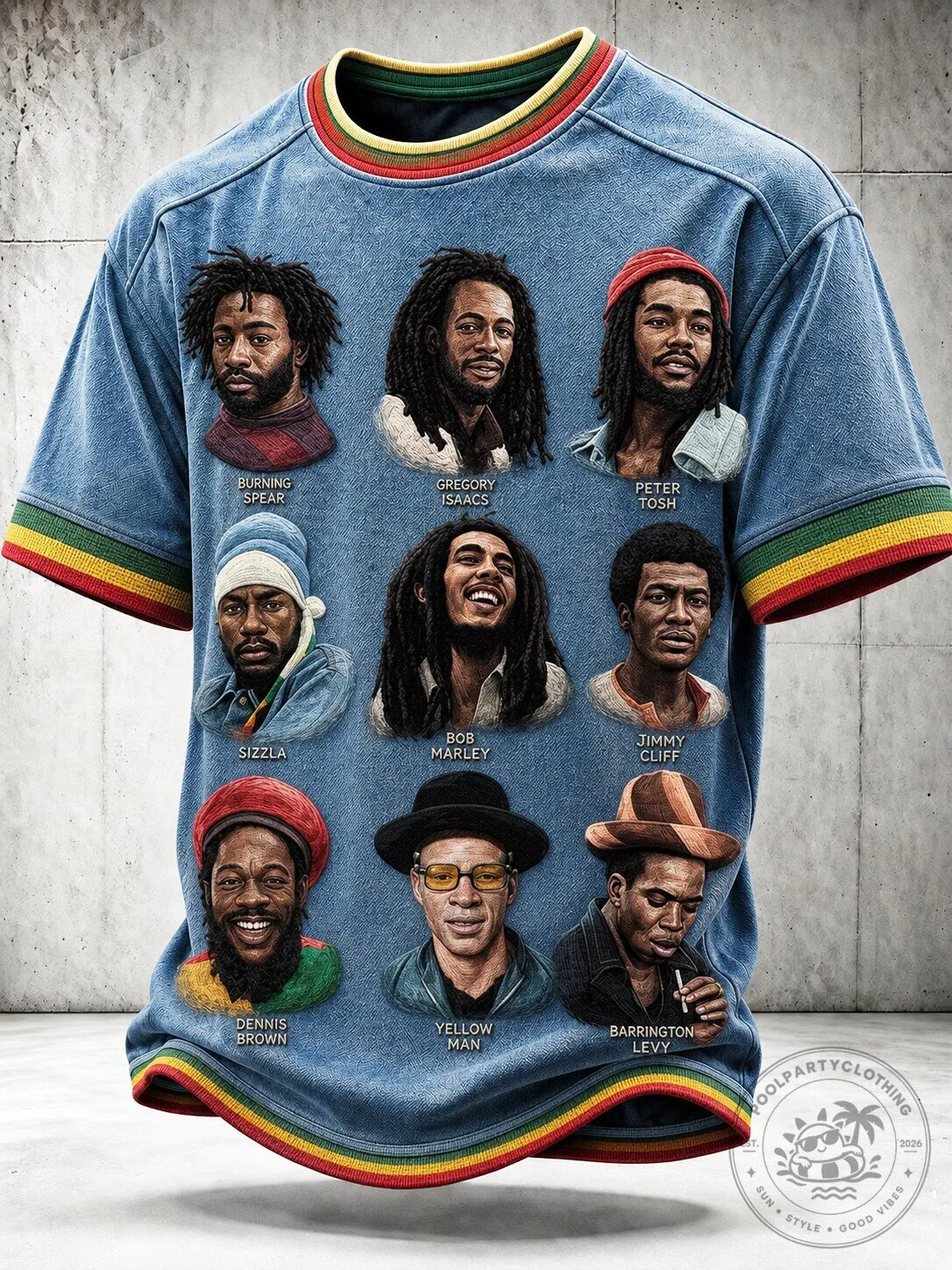 Bob Marley and Reggae Music Legends Denim Style T-Shirt
