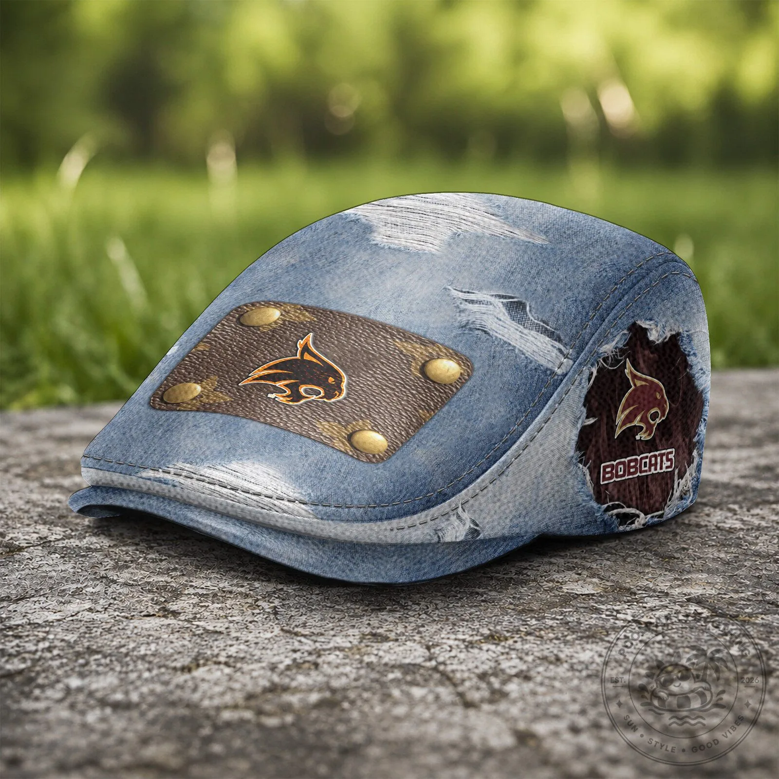 Texas State Bobcats Distressed Denim Flat Cap Hat