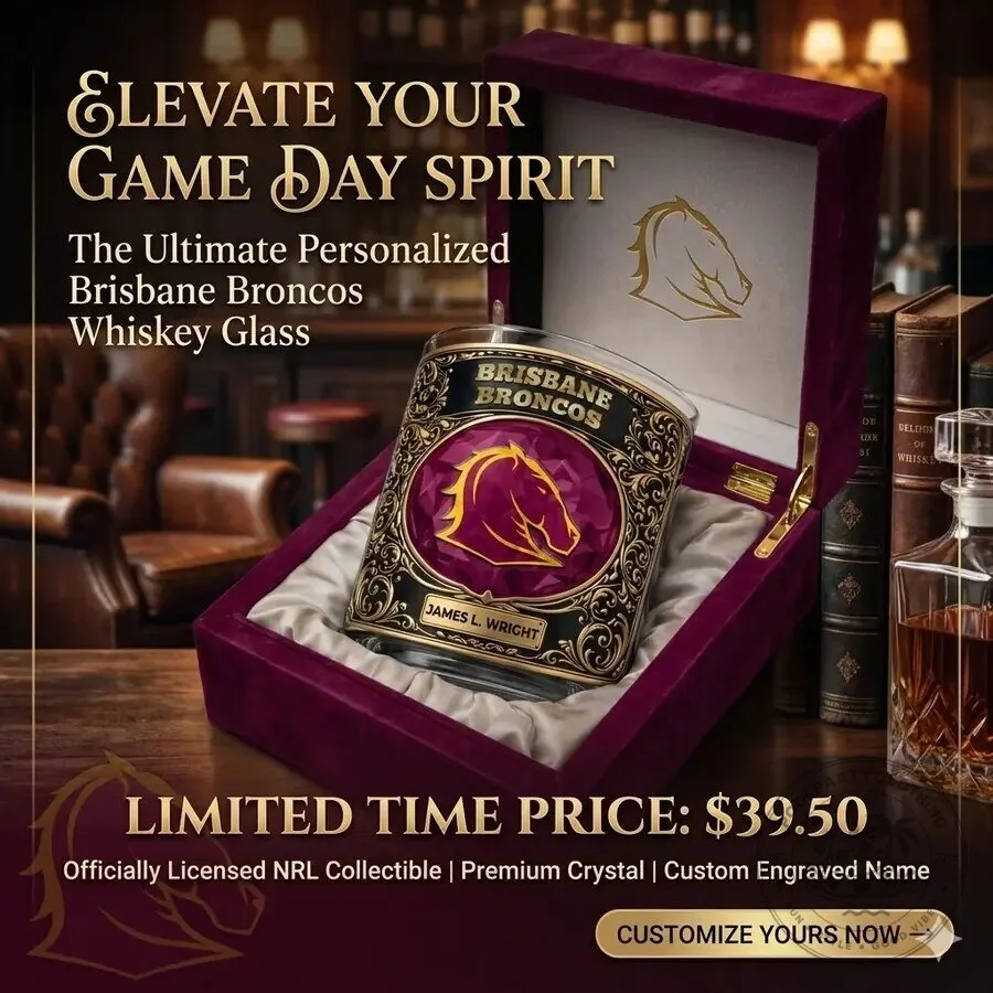 Brisbane Broncos National Rugby League Personalized Whiskey Glass
