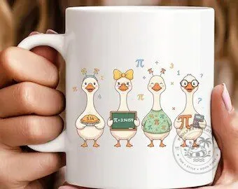 Cute Pi Day Geese Math Lover White Ceramic Coffee Mug