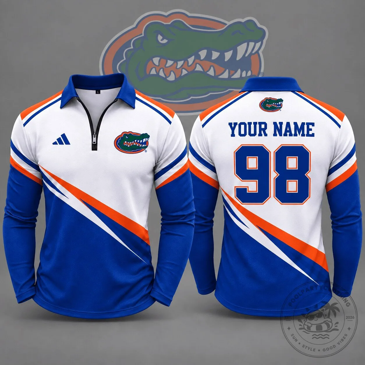 Florida Gators Personalized Elite Motion Quarter Zip Long Sleeve Polo Shirt
