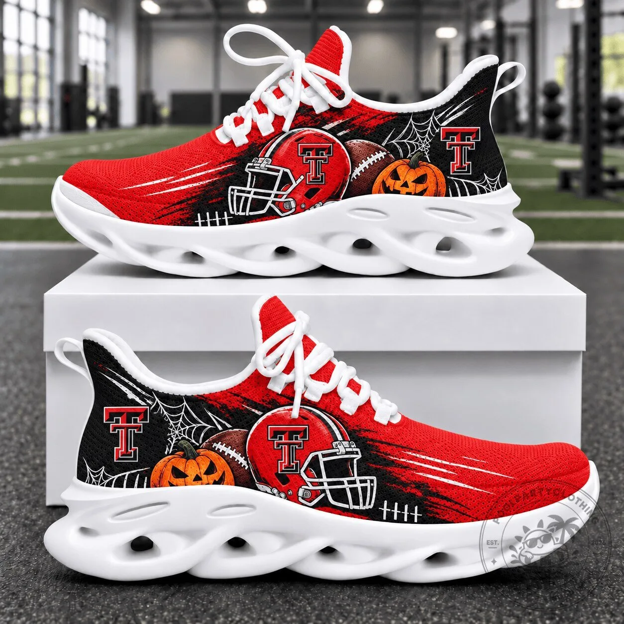 Texas Tech Red Raiders Halloween Football Jack-o'-lantern Shoes