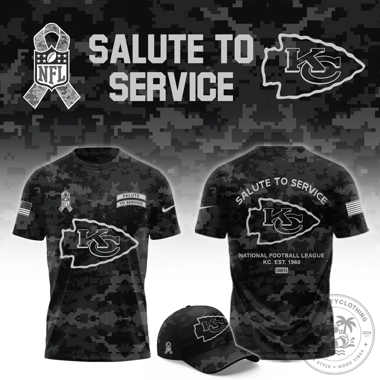 Kansas City Chiefs Salute To Service Limited Camo T-Shirt 1 Kansas City Chiefs Salute To Service Limited Camo T-Shirt