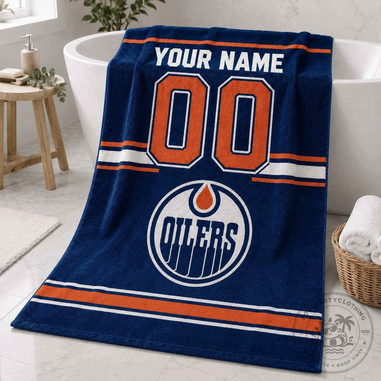 Edmonton Oilers National Hockey League Personalized Bath Towel