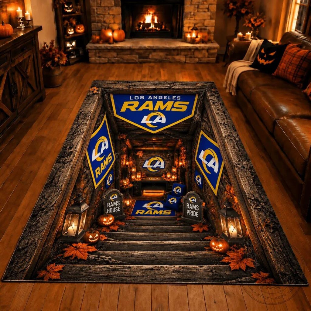 Los Angeles Rams NFL Football Team Fan Cave Area Rug Los Angeles Rams NFL Football Team Fan Cave Area Rug