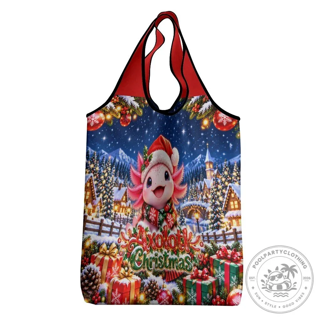 Cute Axolotl Christmas Winter Wonderland Reusable Grocery Bag 13 Cute Axolotl Christmas Winter Wonderland Reusable Grocery Bag